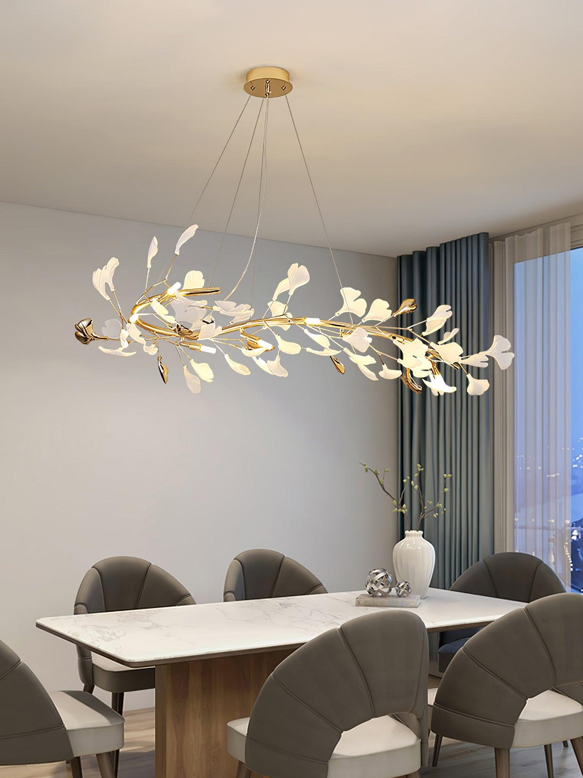 Vixu Postmodern Luxury Gingko Ceramics Chandelier