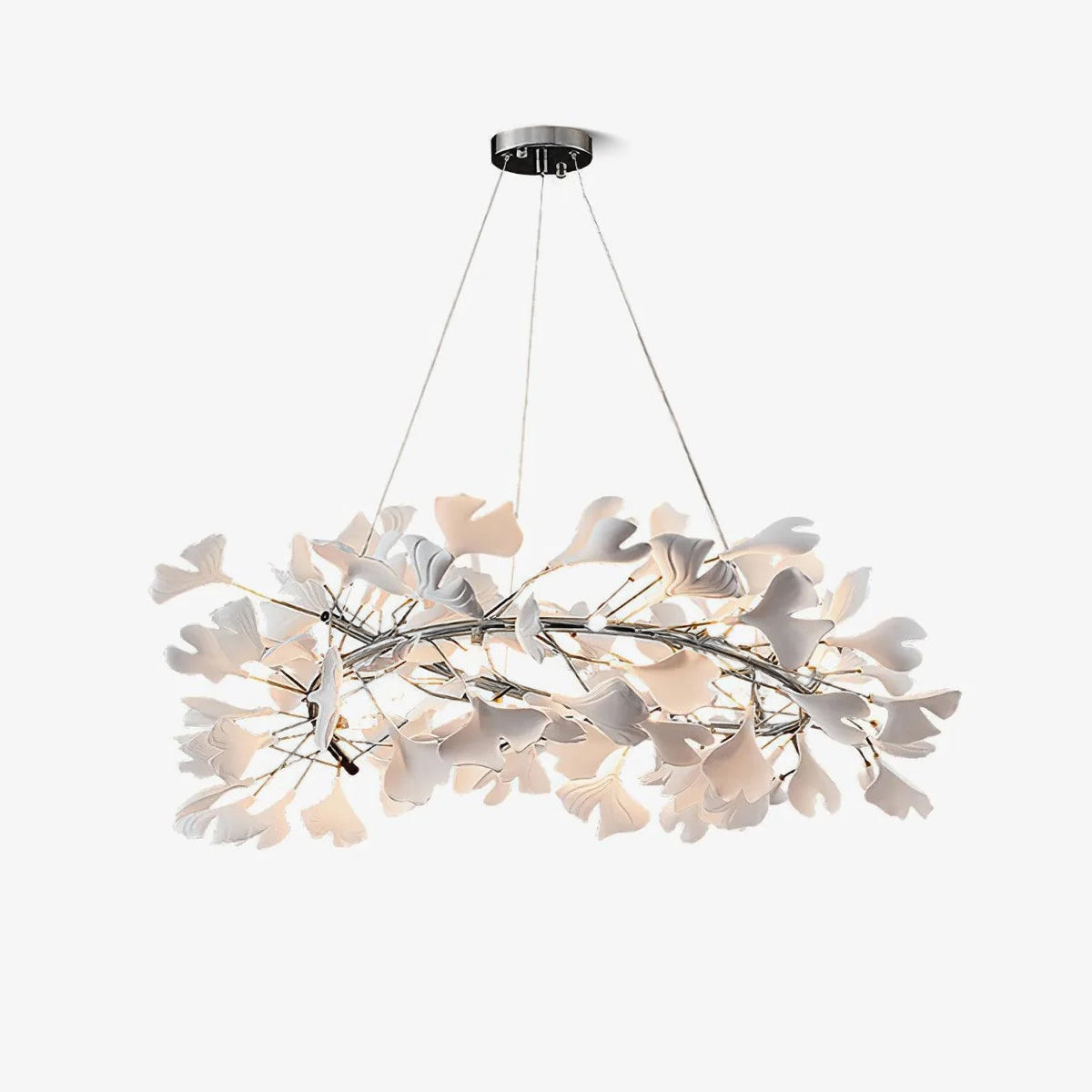 Umberis Pendant Lamp Gingko Porcelain Leaves Gold