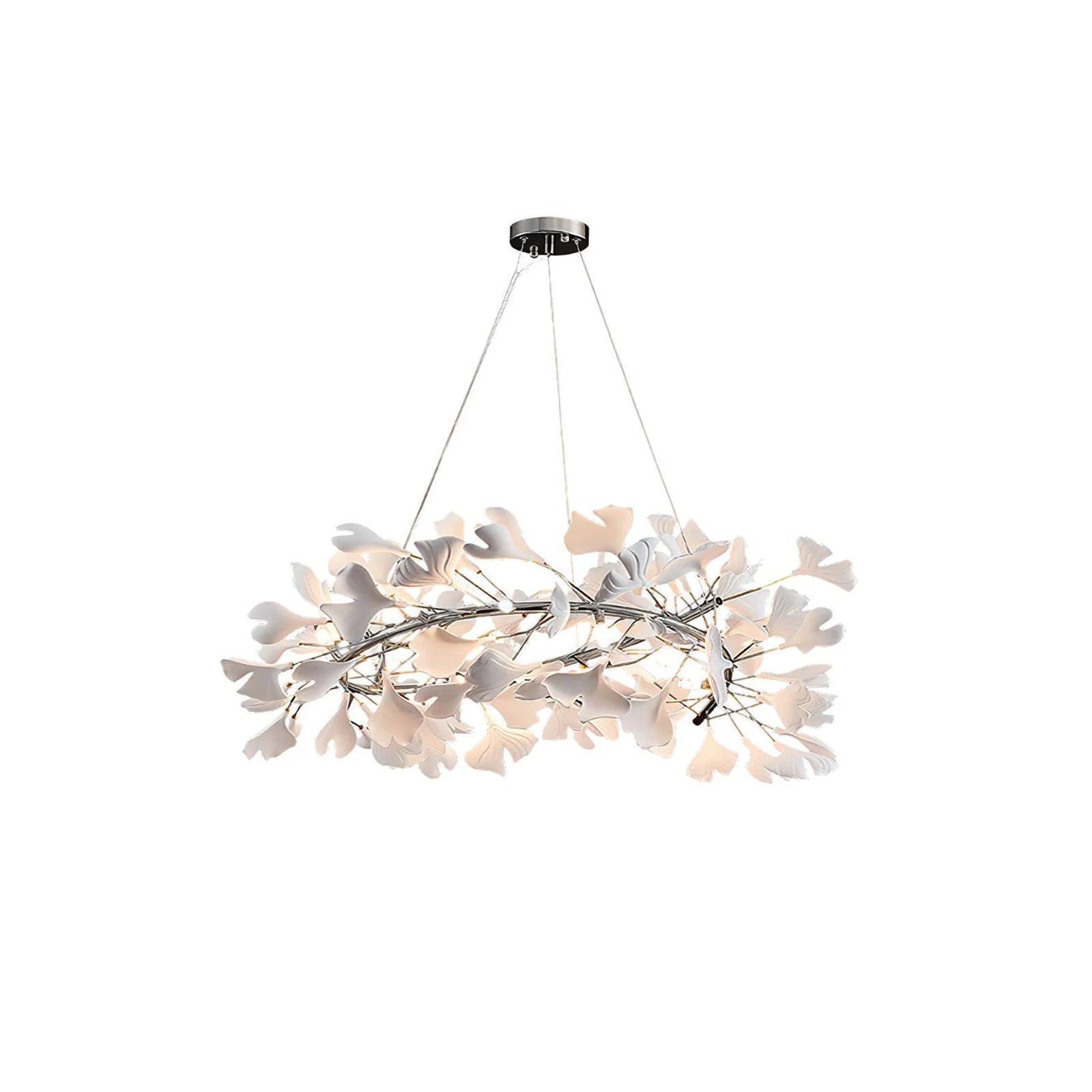 Umberis Pendant Lamp Gingko Porcelain Leaves Gold