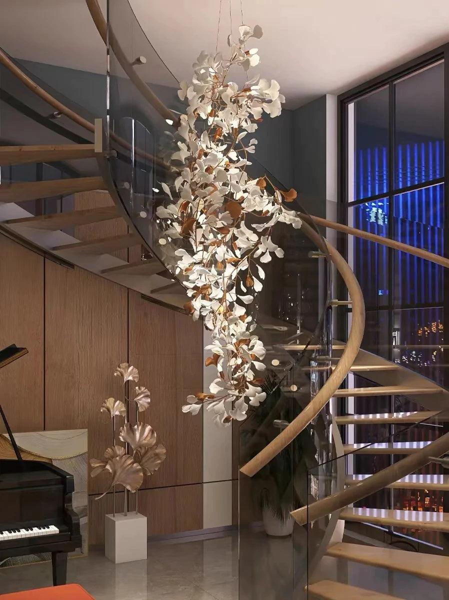 Sorvyn Pendant Lamp Ginkgo Ceramic Brass Floral