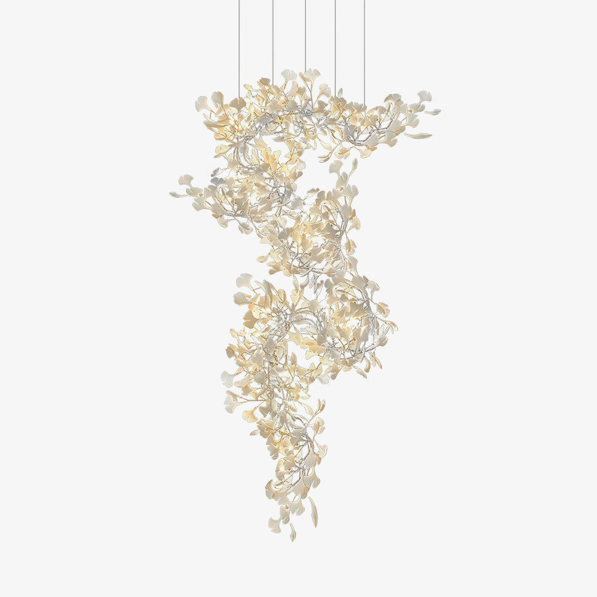Sorvyn Pendant Lamp Ginkgo Ceramic Brass Floral