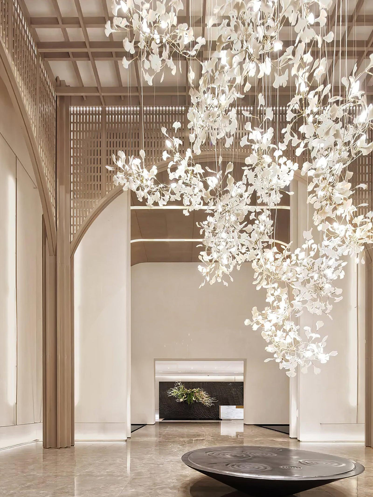 Sorvyn Pendant Lamp Ginkgo Ceramic Brass Floral