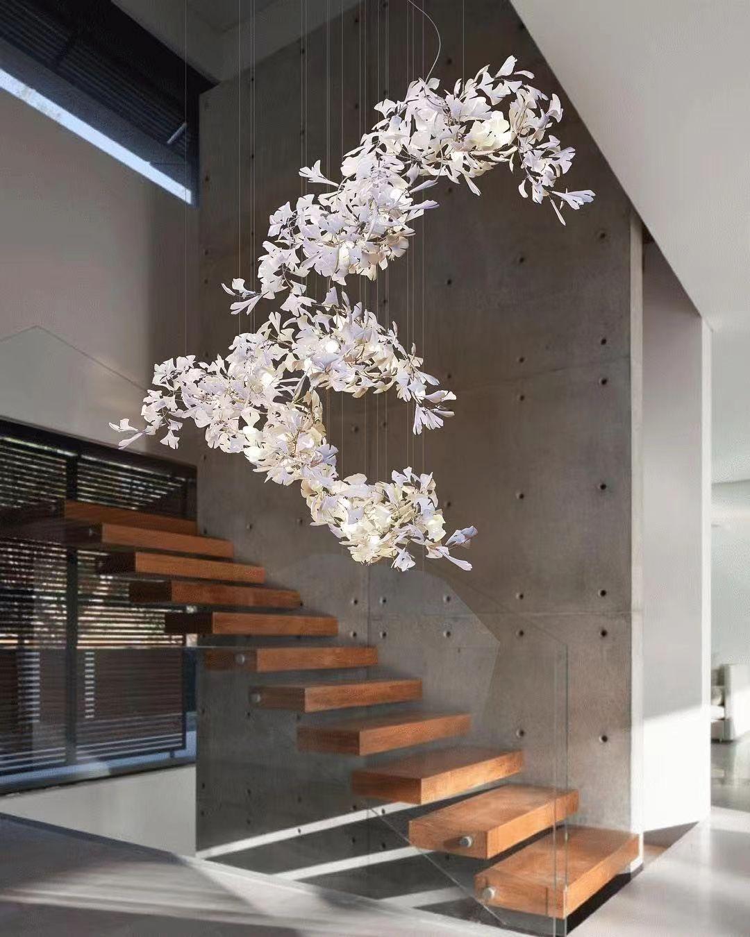 Sorvyn Pendant Lamp Ginkgo Ceramic Brass Floral
