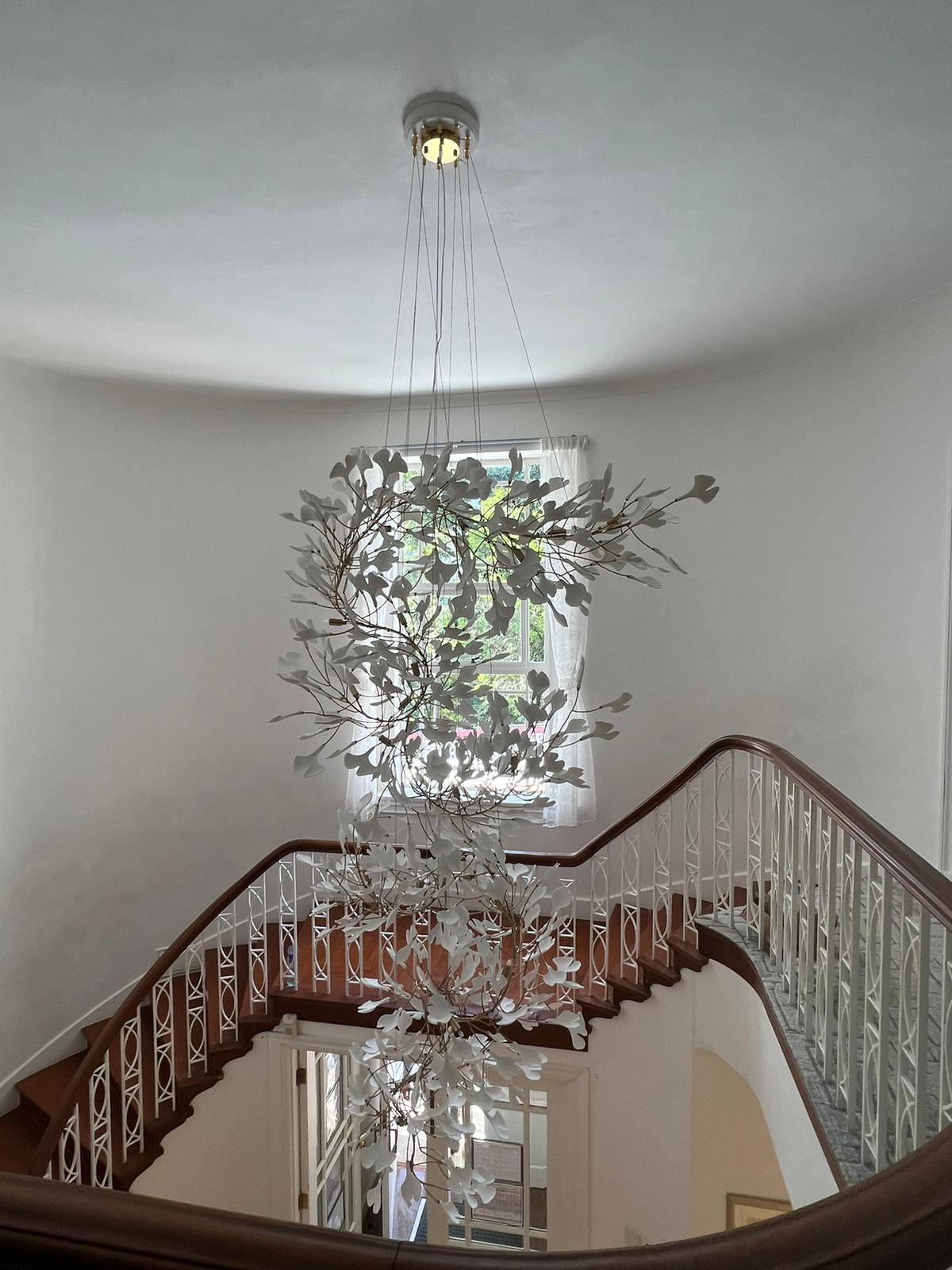 Sorvyn Pendant Lamp Ginkgo Ceramic Brass Floral