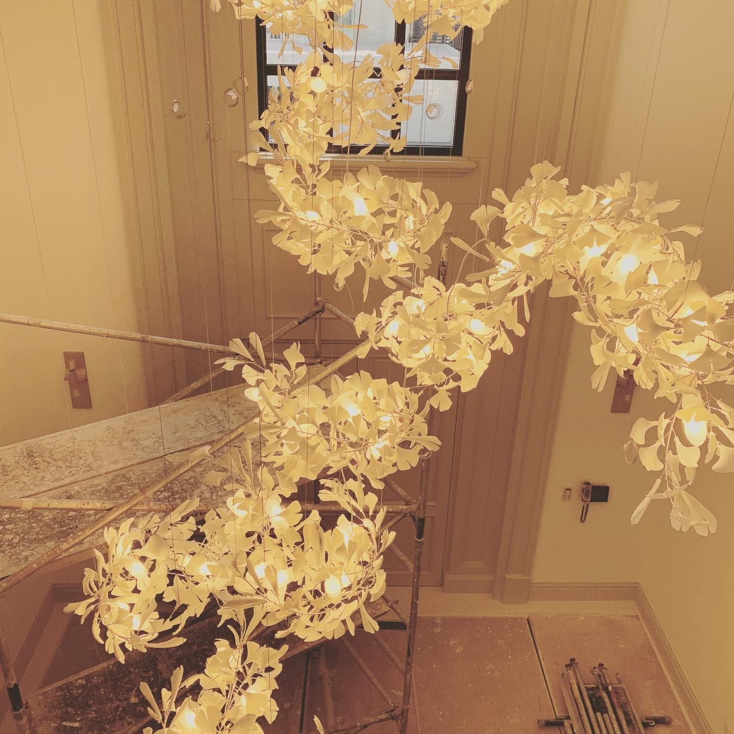 Ririxel Pendant Lamp Gingko Ceramic Petals Gold