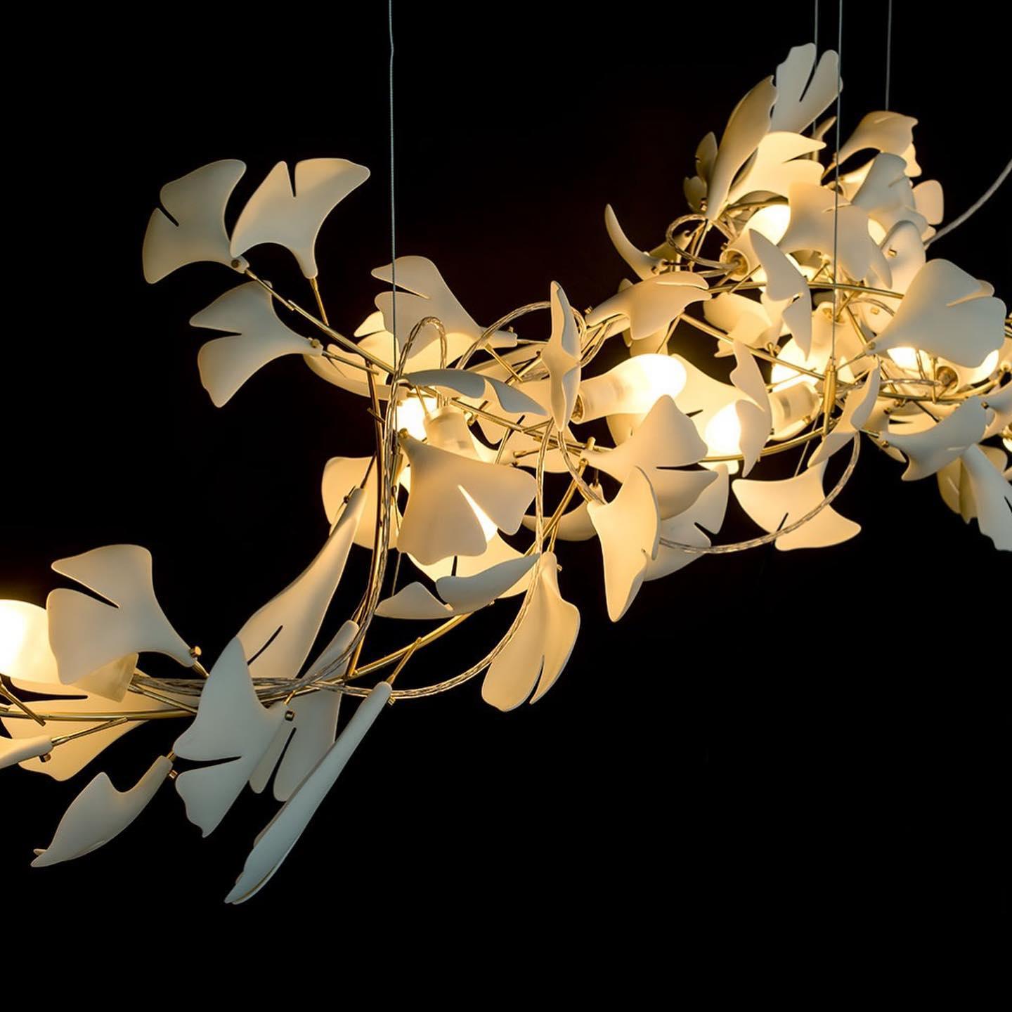 Ririxel Pendant Lamp Gingko Ceramic Petals Gold