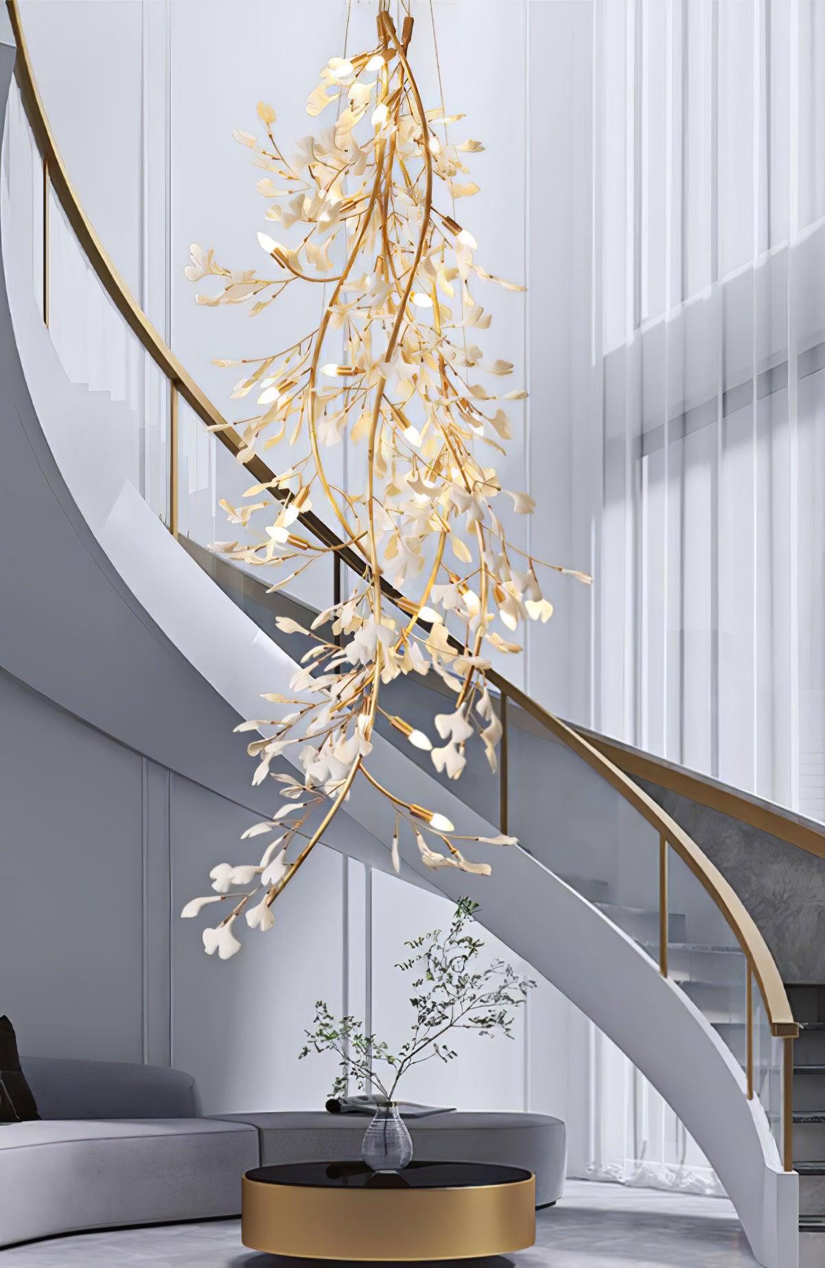 Ivmarel Gingko Long Branch Ceramics Chandelier