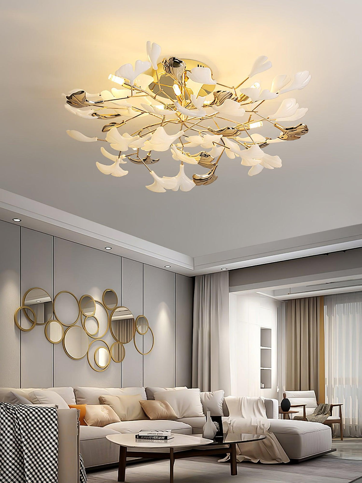 Artheel Premium Nordic Art Gingko Rotating Ceramics Ceiling Lamp
