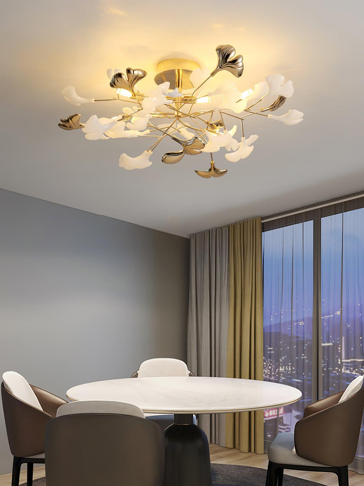 Artheel Premium Nordic Art Gingko Rotating Ceramics Ceiling Lamp