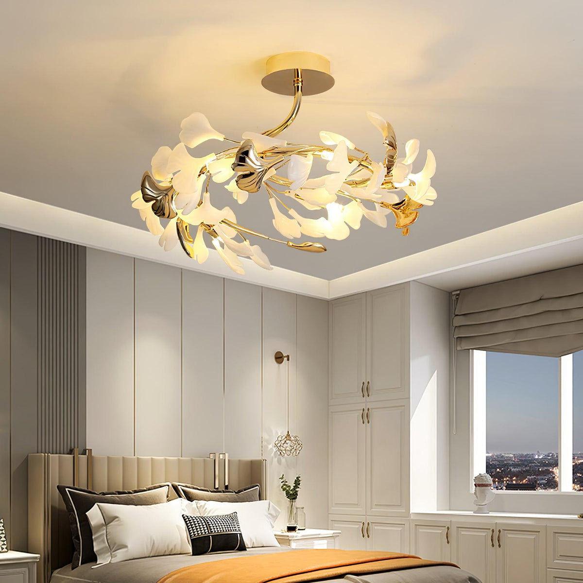 Artheel Premium Nordic Art Gingko Rotating Ceramics Ceiling Lamp