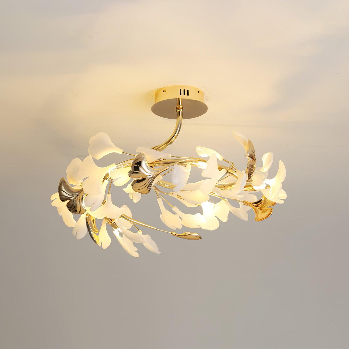 Artheel Premium Nordic Art Gingko Rotating Ceramics Ceiling Lamp