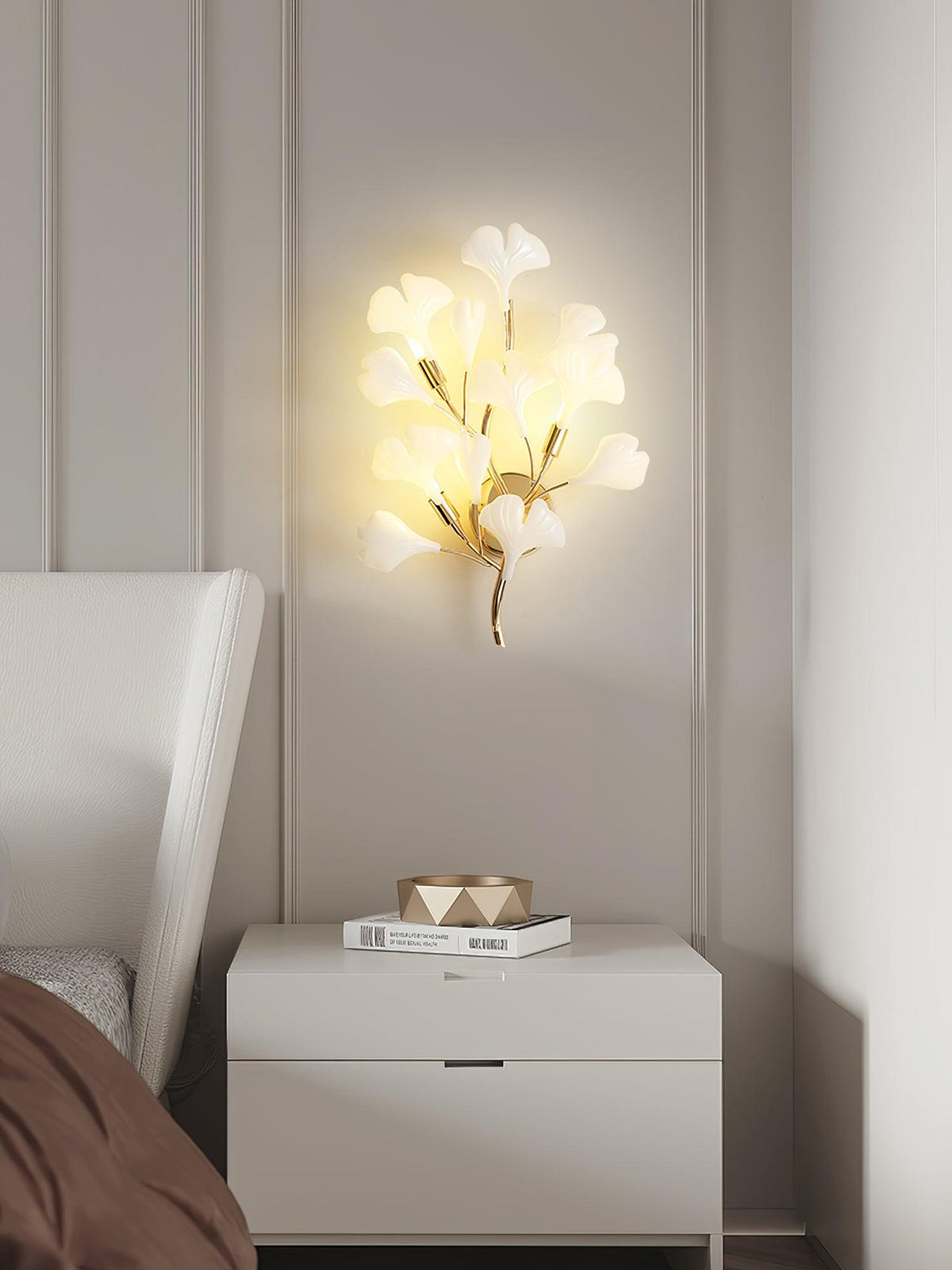 Oakes Postmodern Luxury Gingko Ceramics Wall Lamp