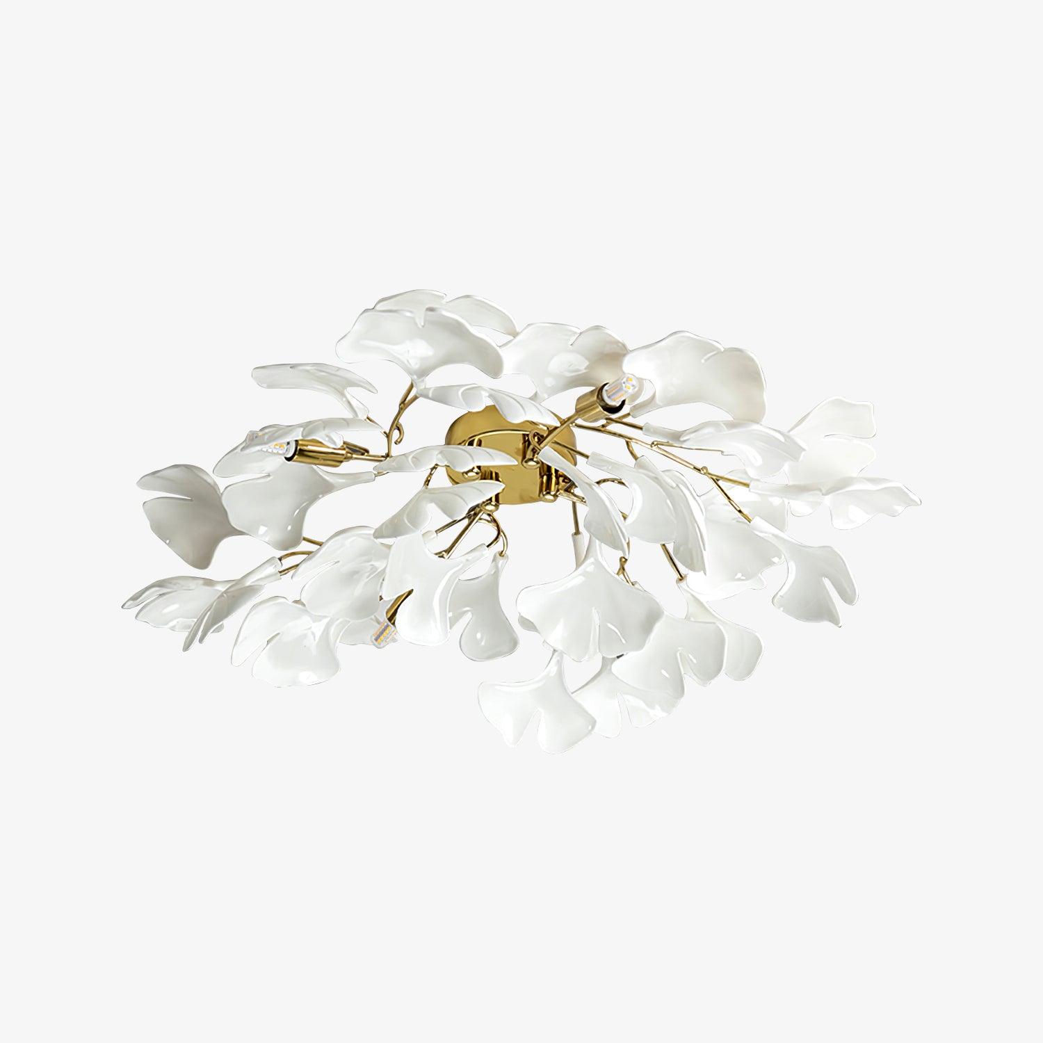 Solara Ceiling Lamp Gingko Leaves with Brass Branch - Neutral Decor