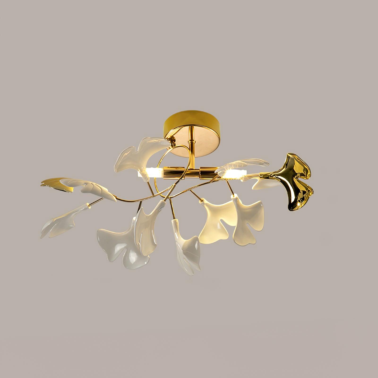 Rhea Ceiling Lamp Gingko Leaves with Brass Branch