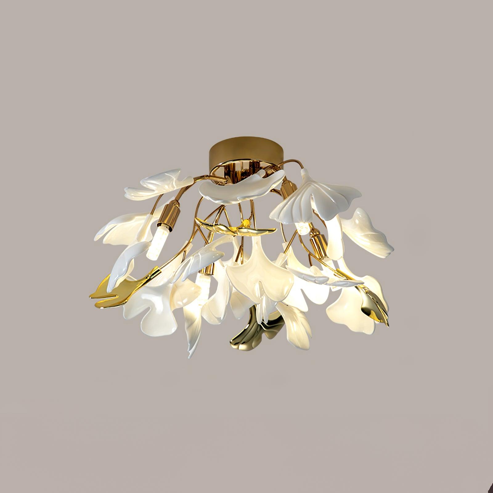 Rhea Ceiling Lamp Gingko Leaves with Brass Branch