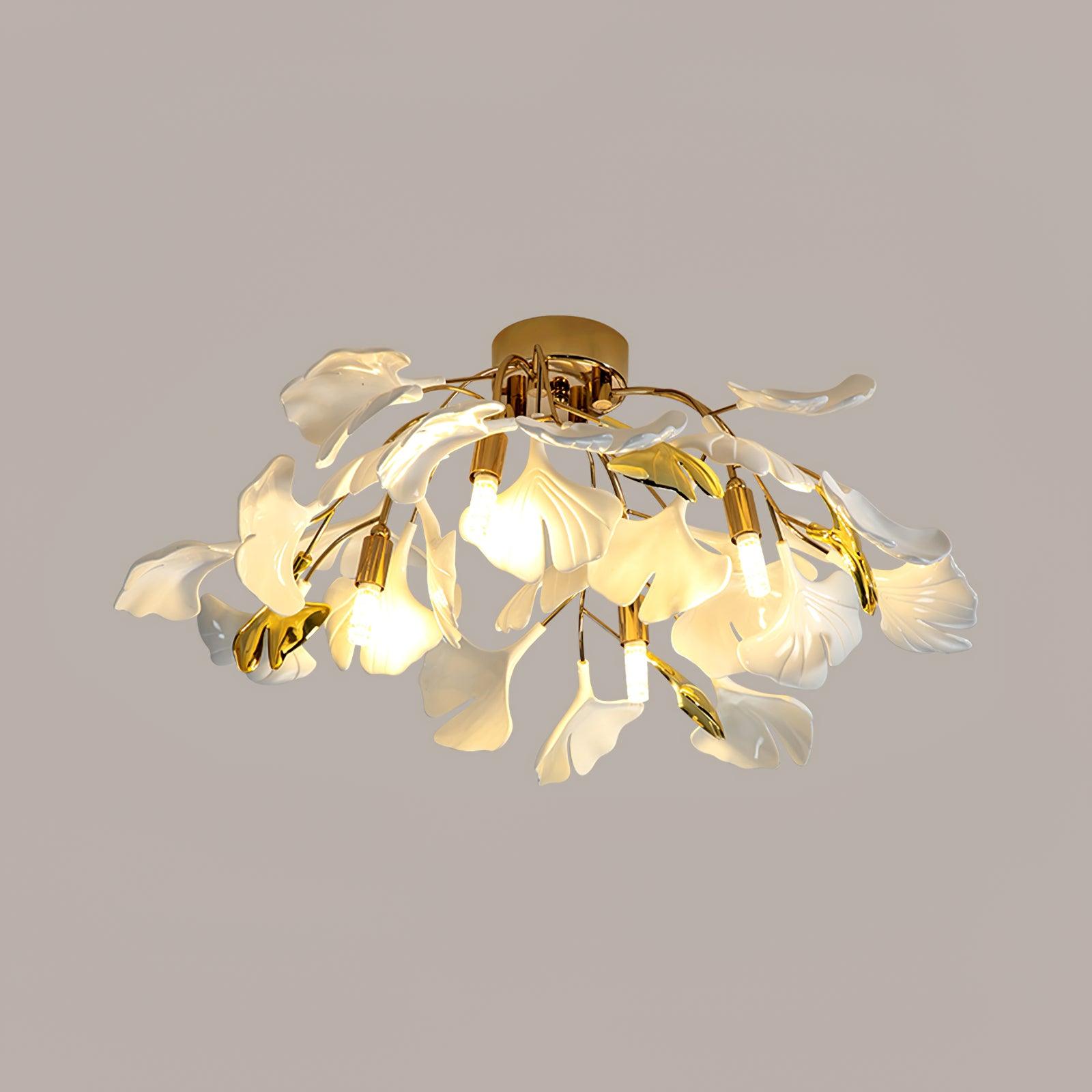 Rhea Ceiling Lamp Gingko Leaves with Brass Branch