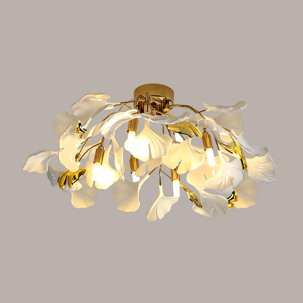 Rhea Ceiling Lamp Gingko Leaves with Brass Branch