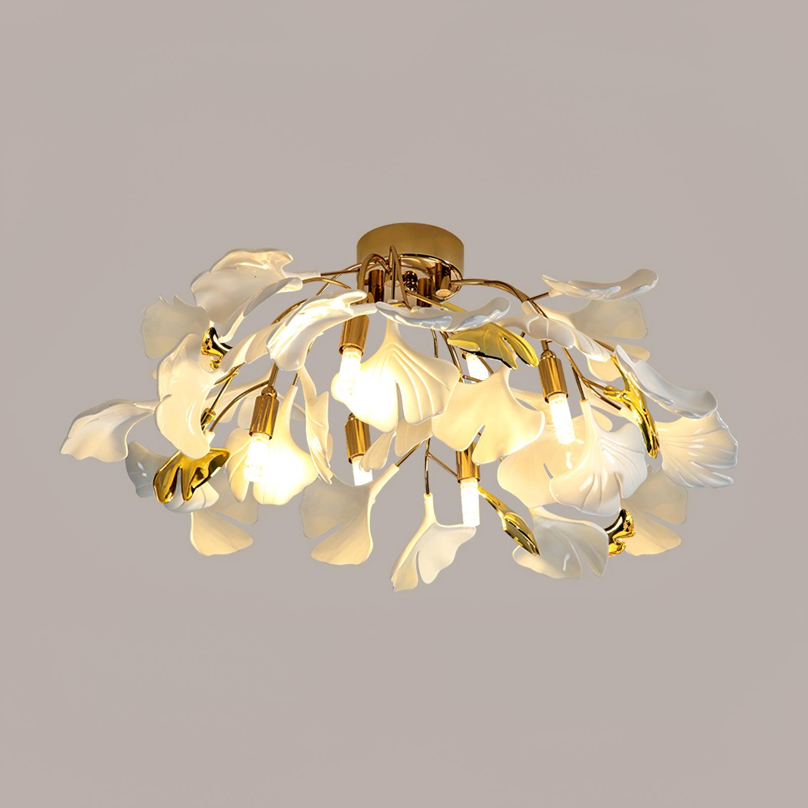 Rhea Ceiling Lamp Gingko Leaves with Brass Branch