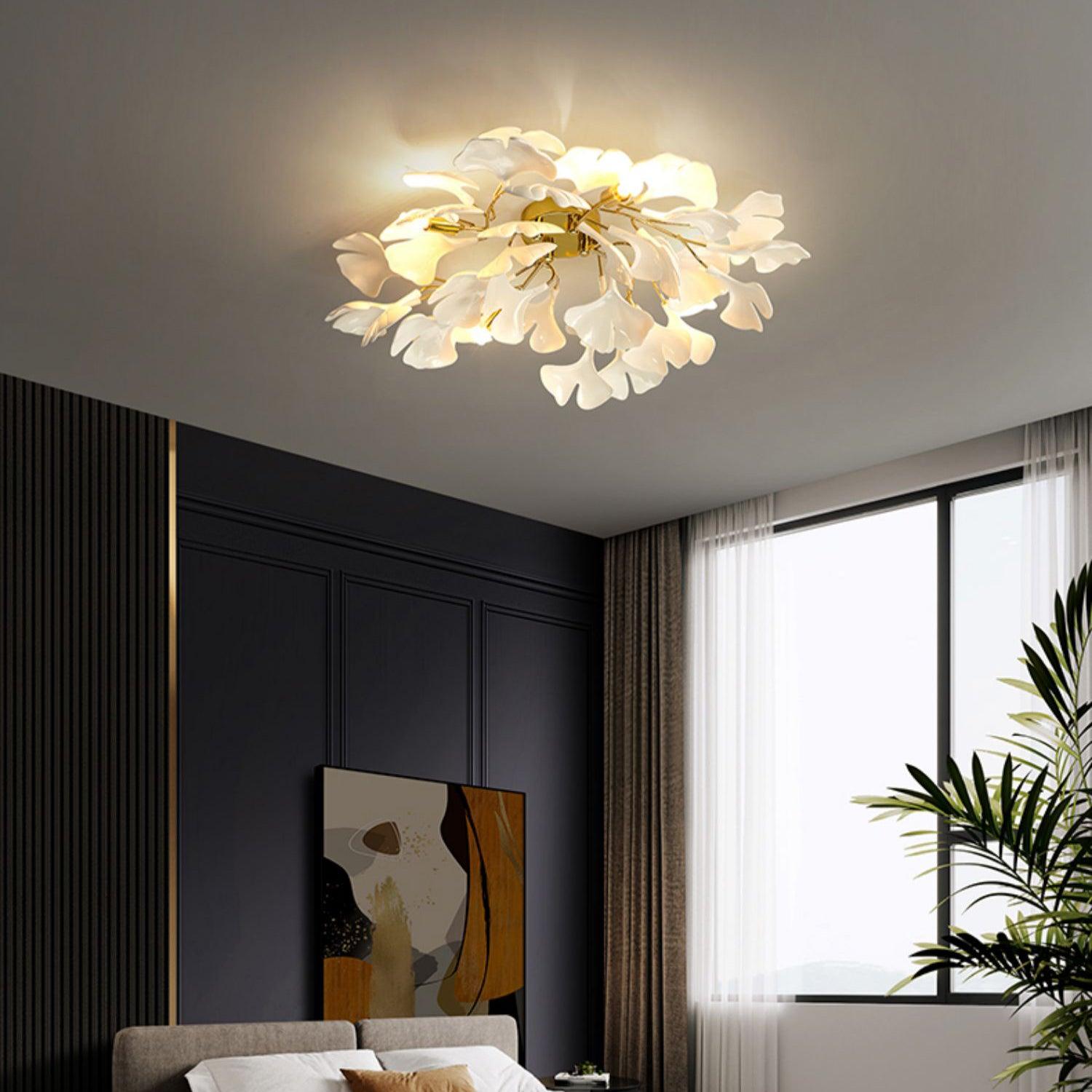 Rhea Ceiling Lamp Gingko Leaves with Brass Branch