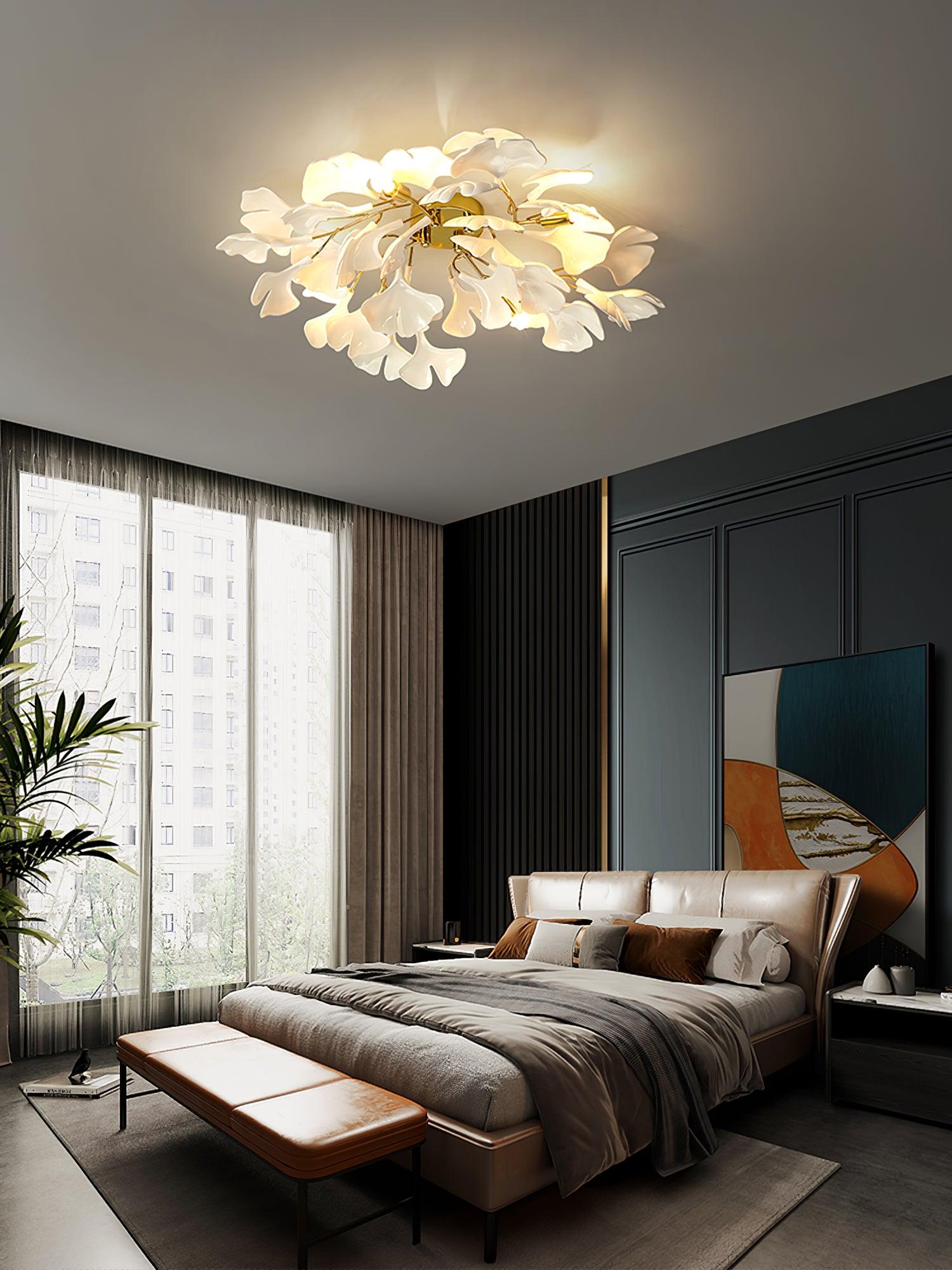 Rhea Ceiling Lamp Gingko Leaves with Brass Branch