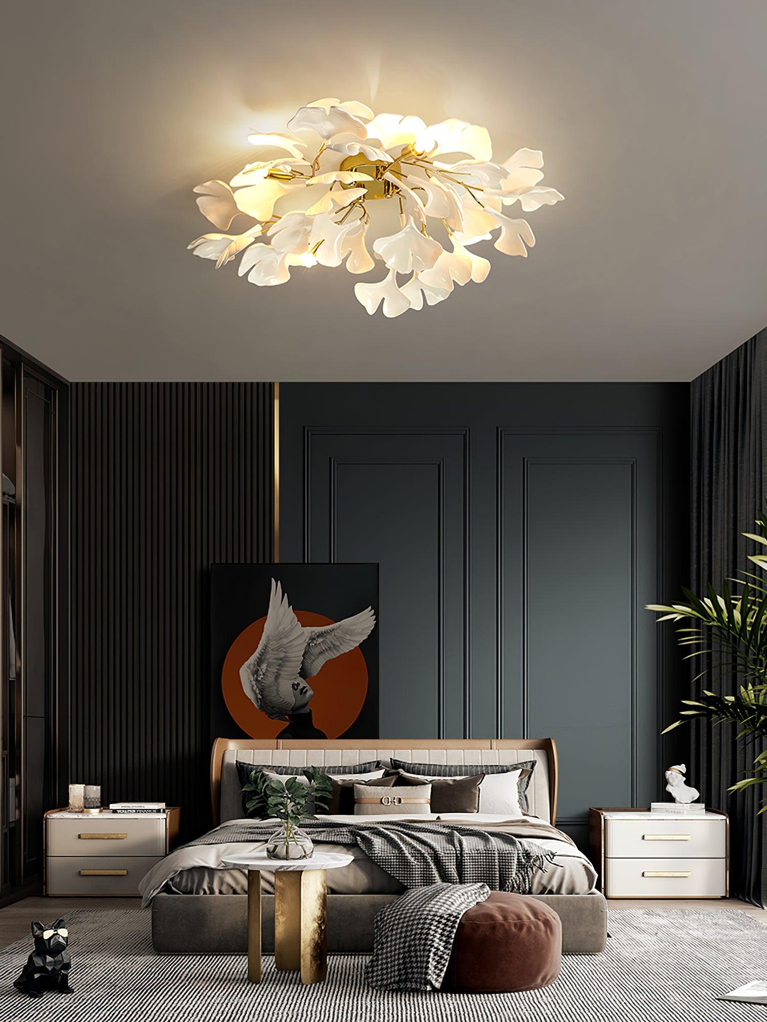 Rhea Ceiling Lamp Gingko Leaves with Brass Branch