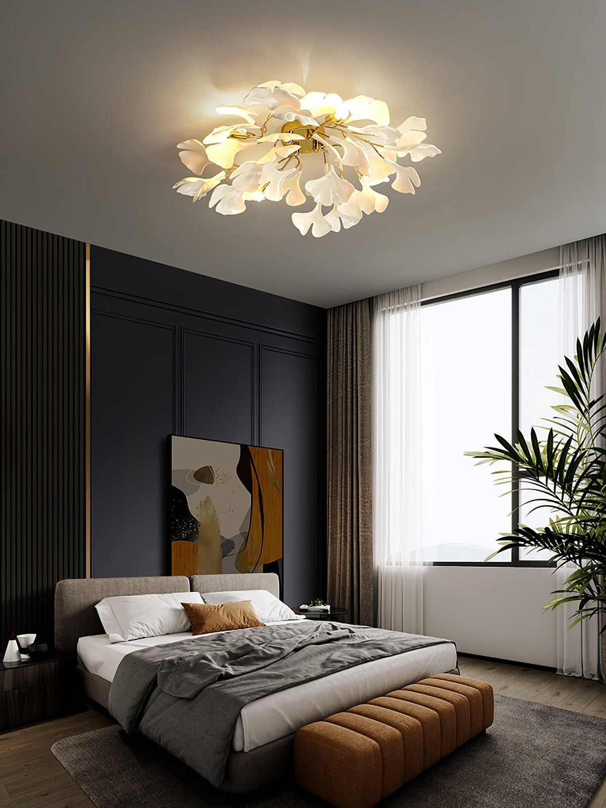 Rhea Ceiling Lamp Gingko Leaves with Brass Branch