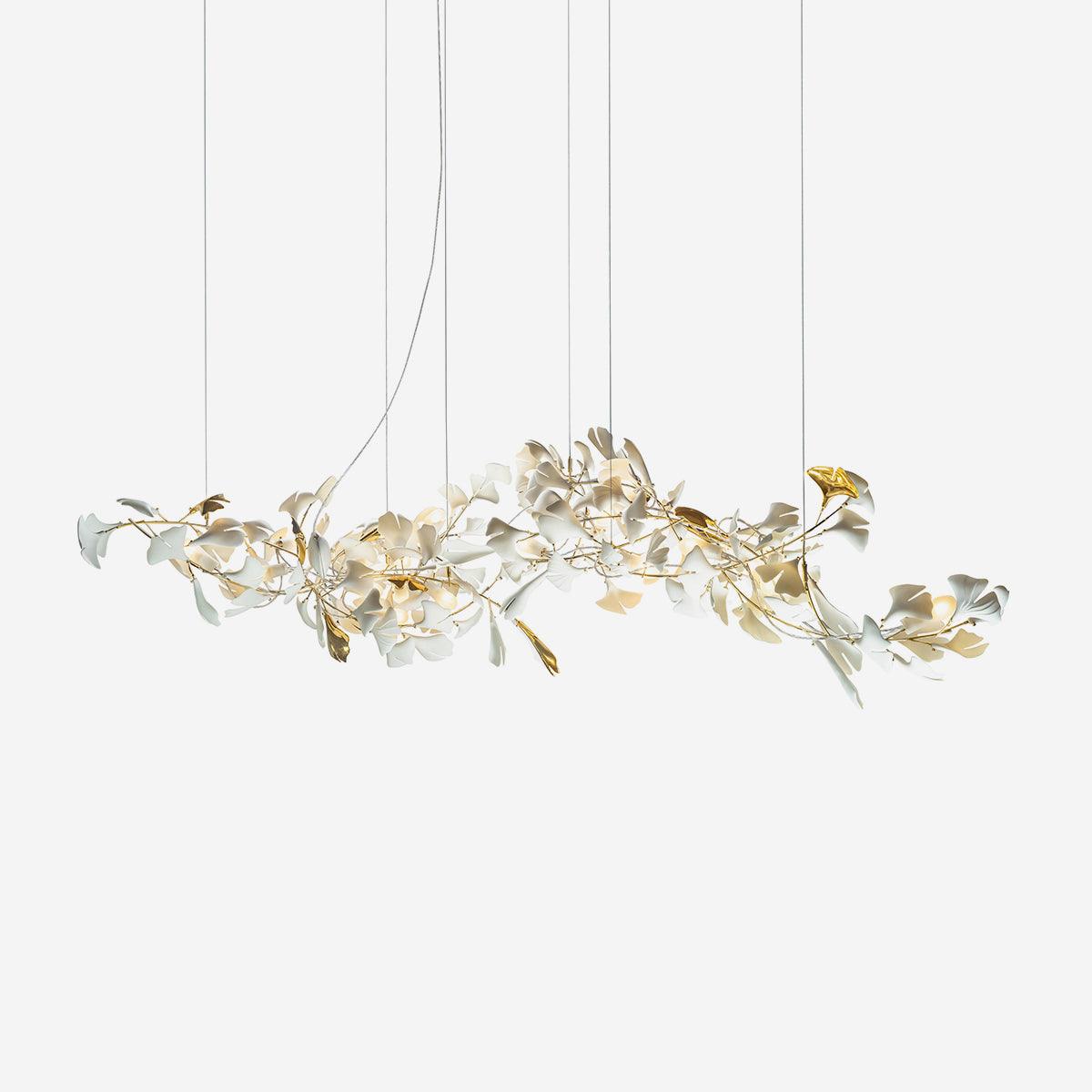 Chandelier Frame Ceramic Gingko Leaf Shade White Gold Modern - Neutral Decor