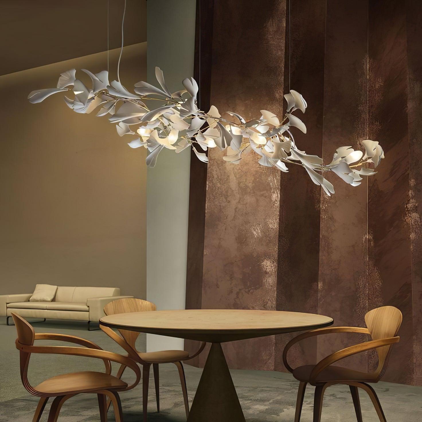 Chandelier Frame Ceramic Gingko Leaf Shade White Gold Modern - Neutral Decor
