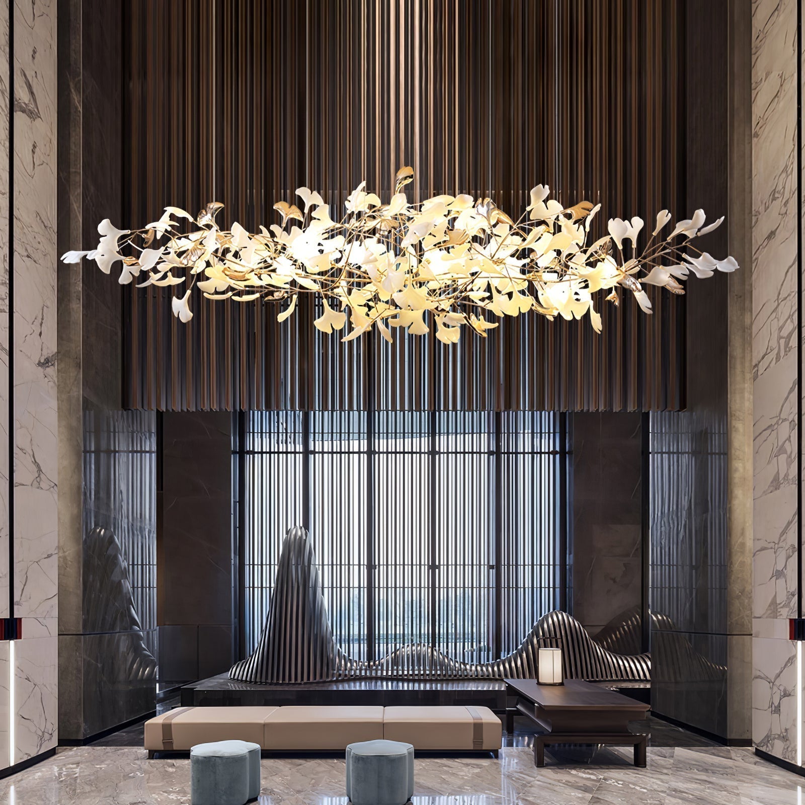 Sovell Postmodern Luxury Ginkgo Cloud Ceramics Chandelier