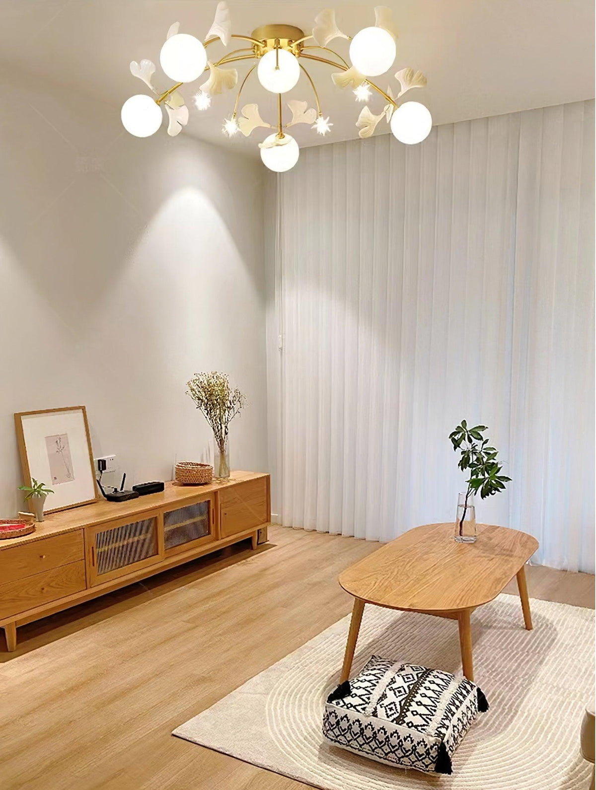 Celalaya Ceiling Lamp Ginkgo Glass for Living Room