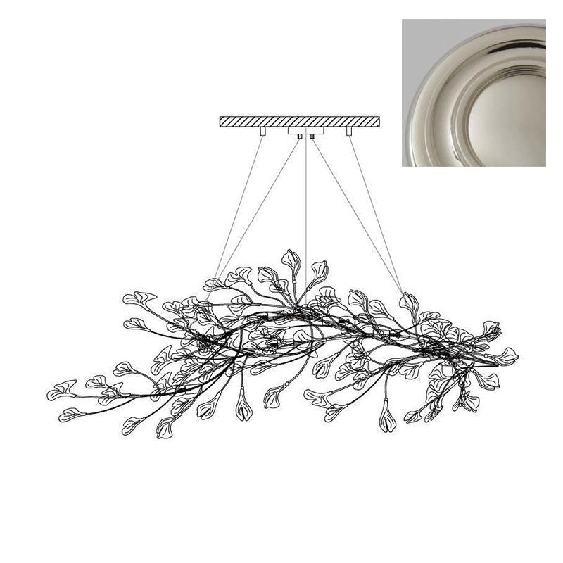 Chandelier Frame Ceramic Gingko Leaf Shade White Gold Modern - Neutral Decor