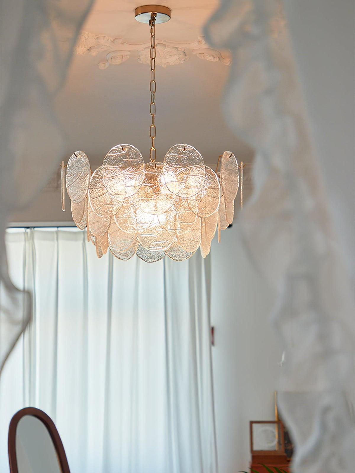 Eirenian Chandelier Glass Disc Gold