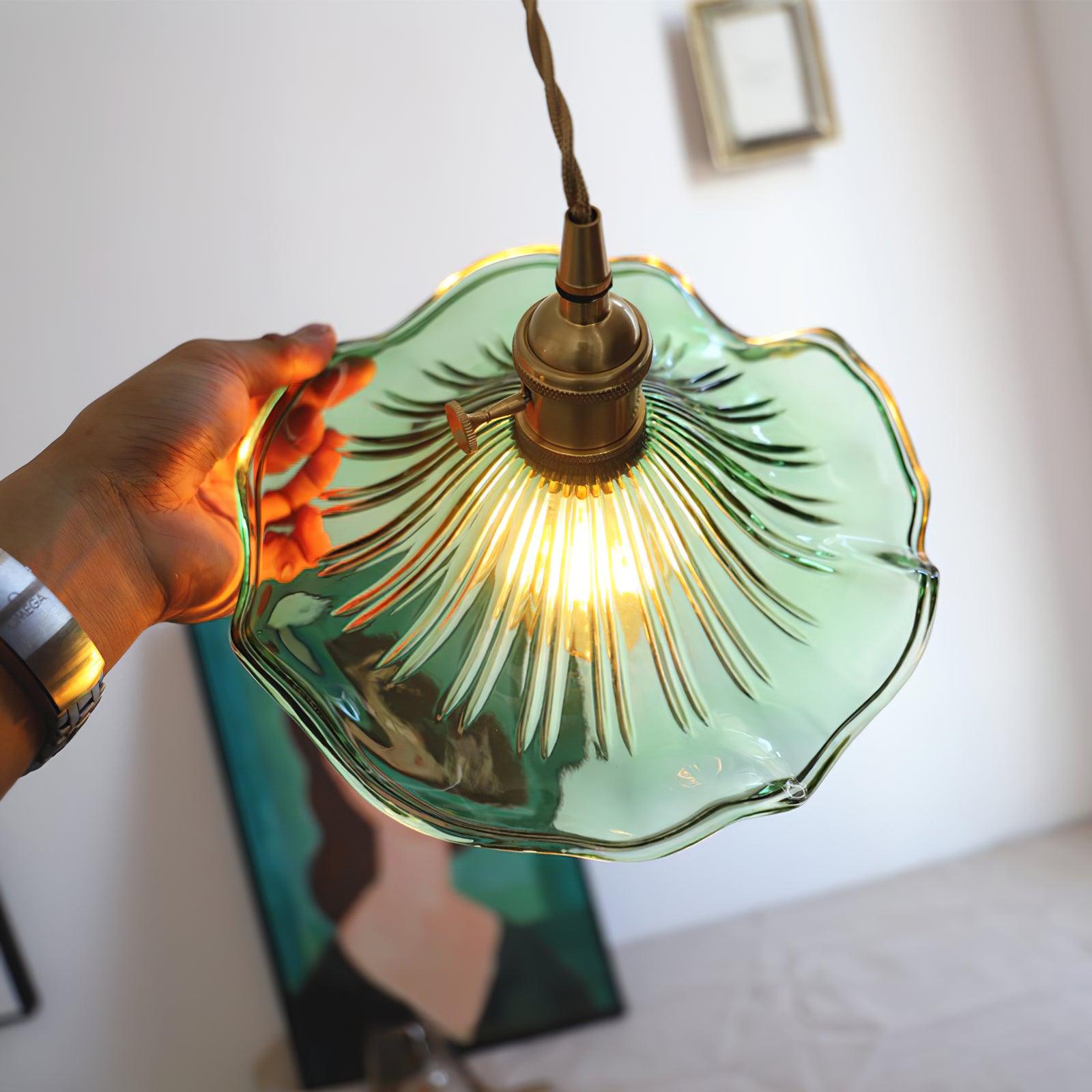 Pineridge Glass Hibiscus Flower Pendant Light