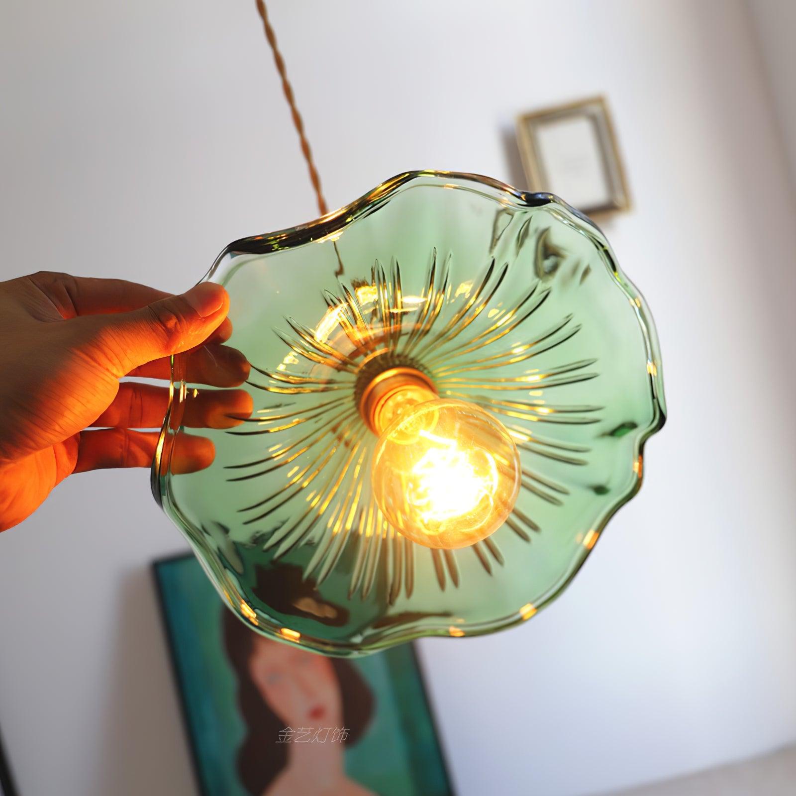 Pineridge Glass Hibiscus Flower Pendant Light