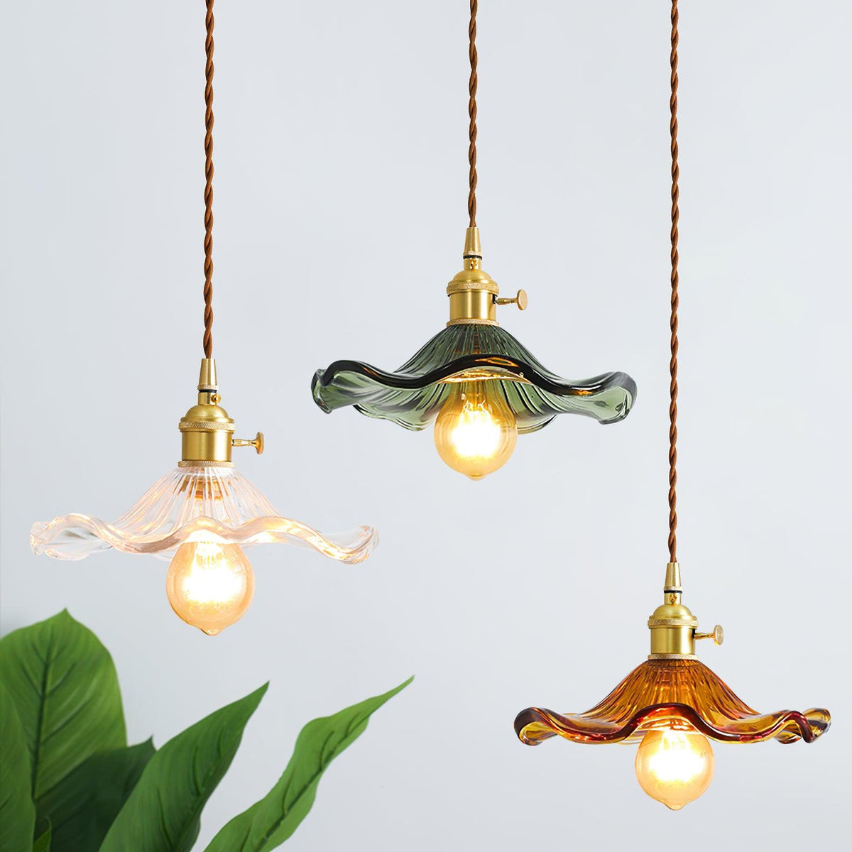 Pineridge Glass Hibiscus Flower Pendant Light