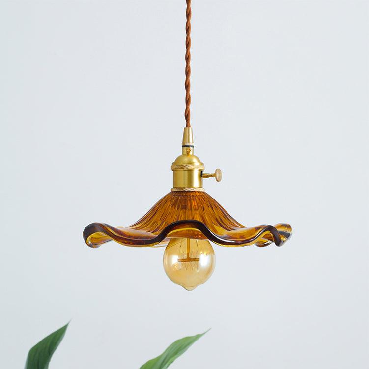 Pineridge Glass Hibiscus Flower Pendant Light