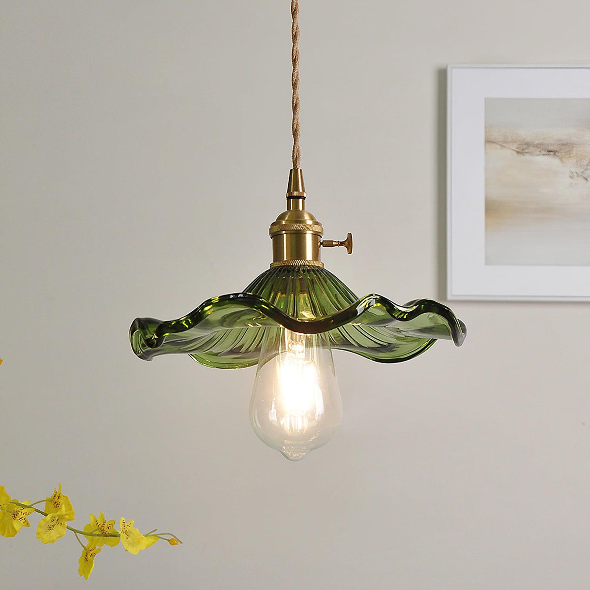 Pineridge Glass Hibiscus Flower Pendant Light