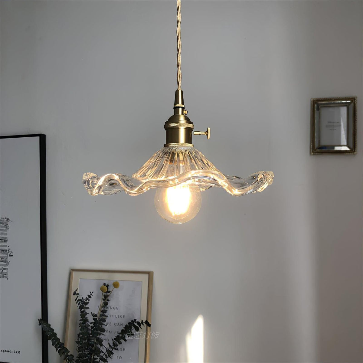 Lioralina Brass & Glass Vintage Pendant Light
