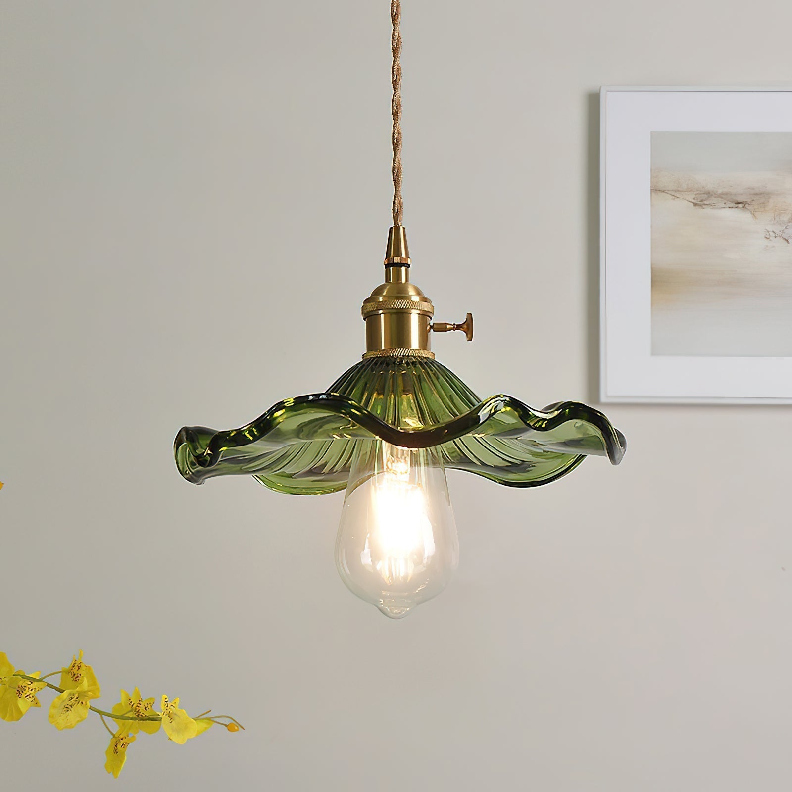 Lioralina Brass & Glass Vintage Pendant Light