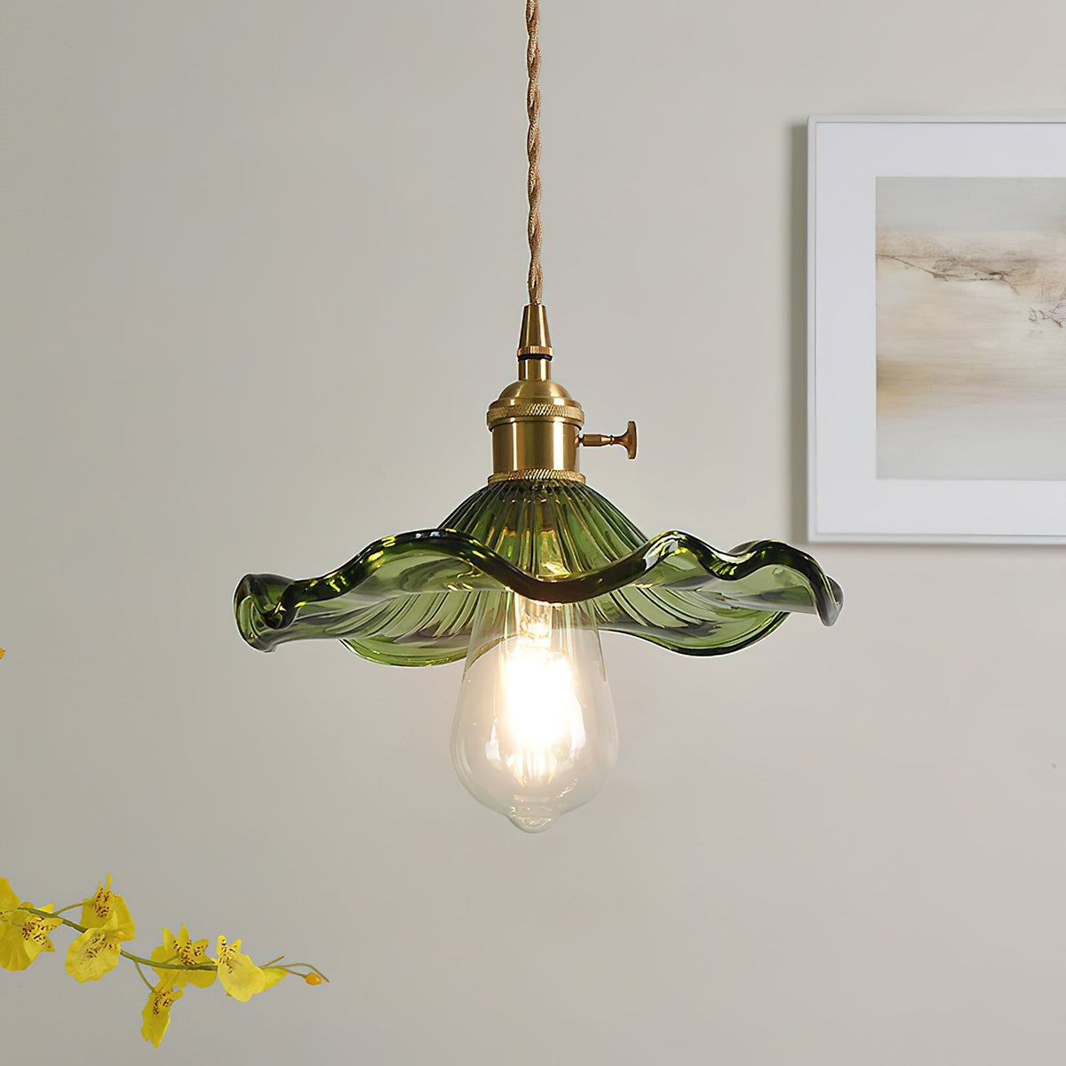Pineridge Glass Hibiscus Flower Pendant Light