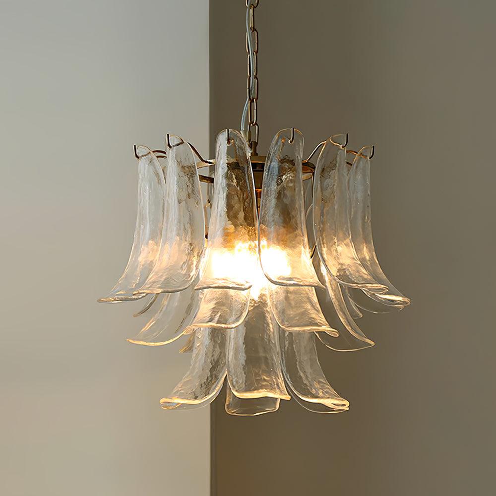 Elvess Chandelier Murano Glass Leaf Golden