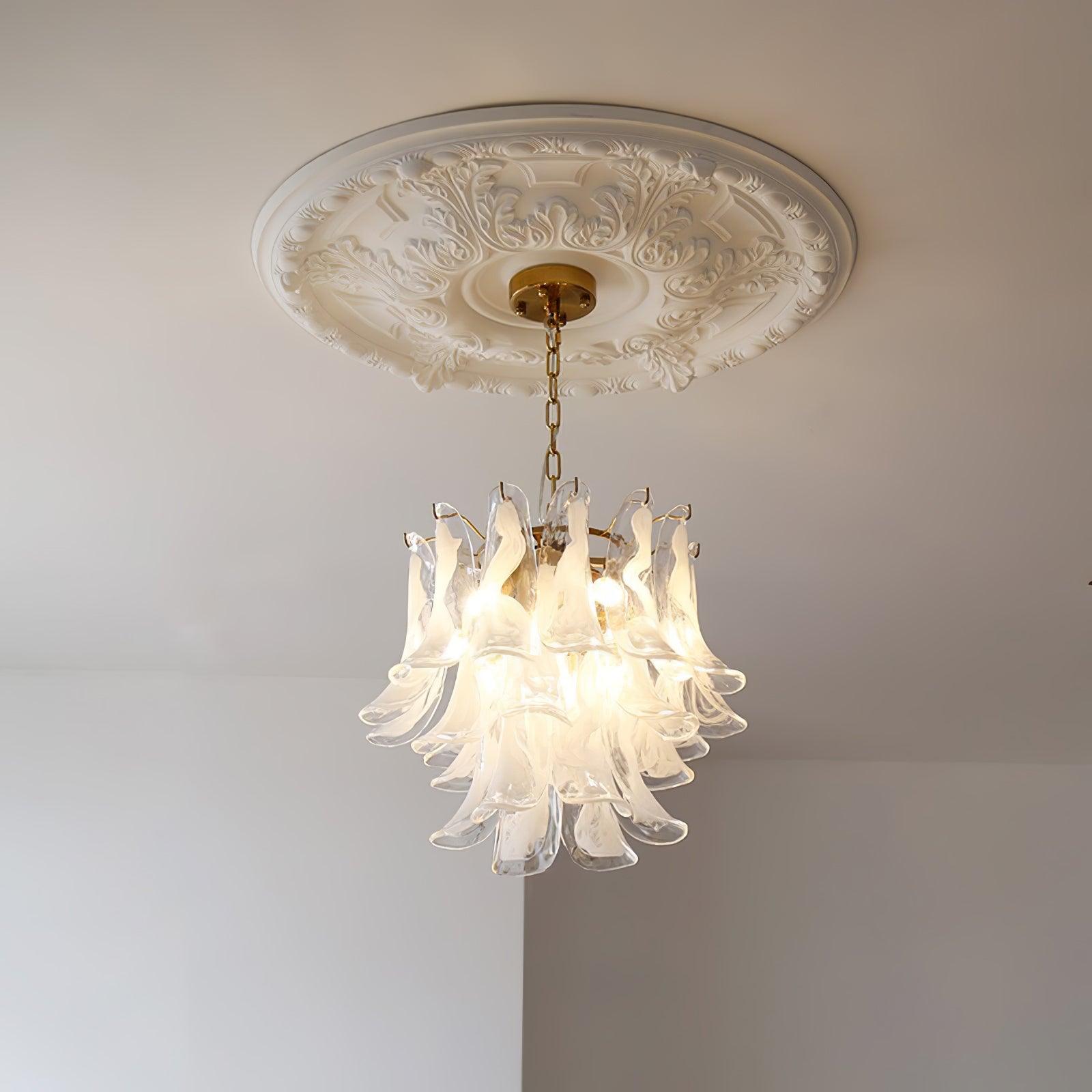 Elvess Chandelier Murano Glass Leaf Golden