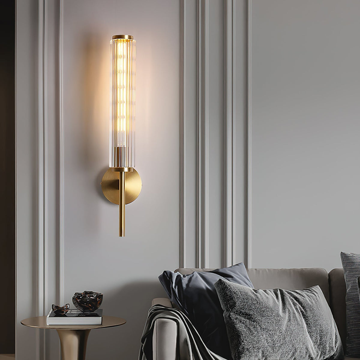 Faylen Premium Linear Brass Glass Wall Light