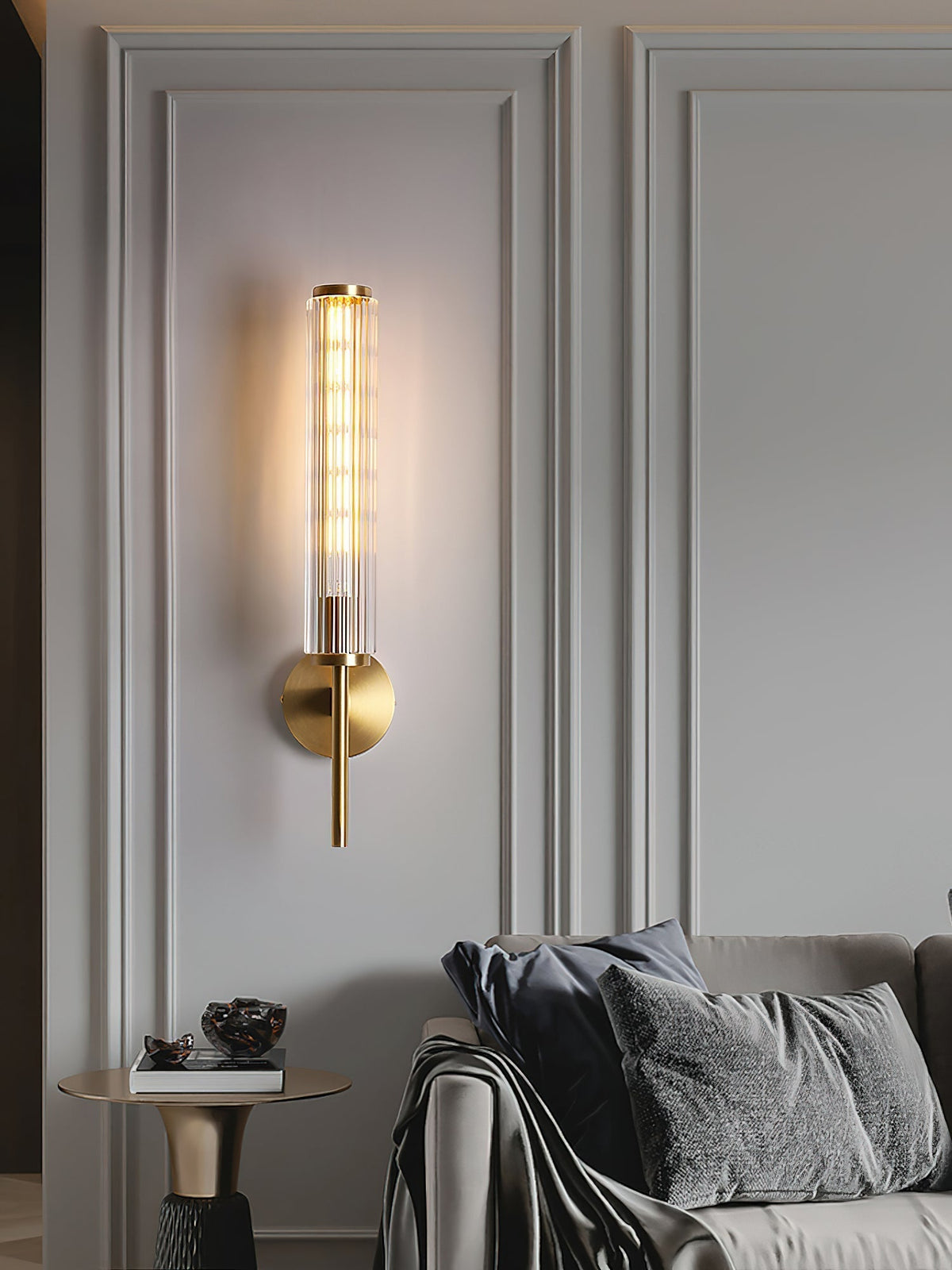 Faylen Premium Linear Brass Glass Wall Light