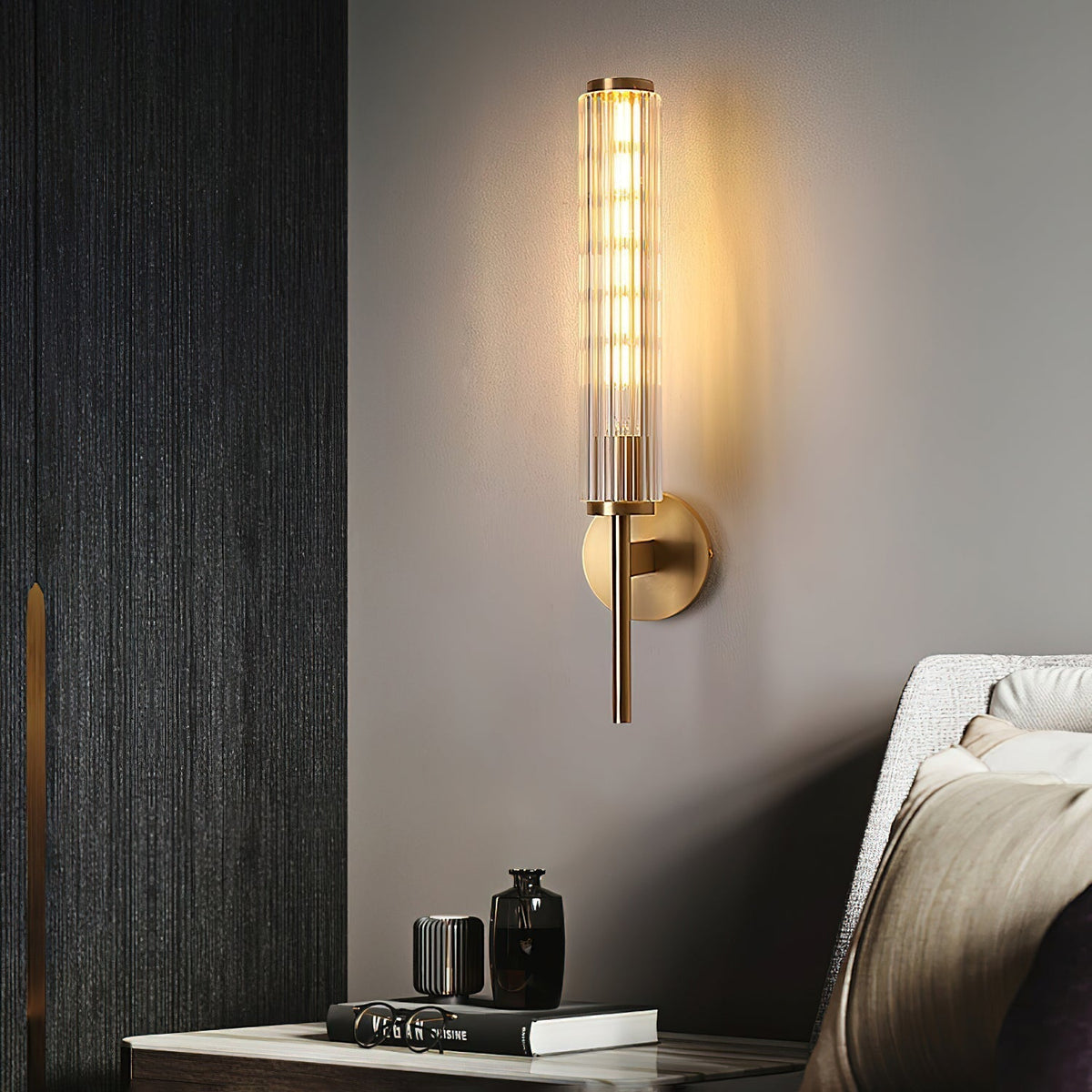 Faylen Premium Linear Brass Glass Wall Light
