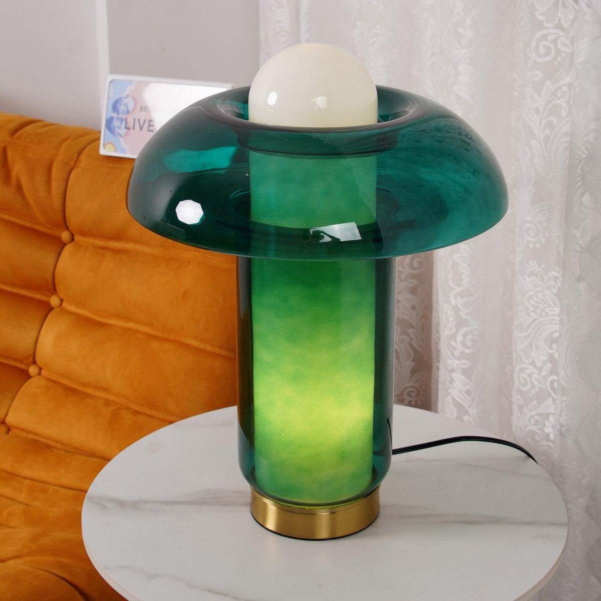 Navlen Green Glass Table Lamp