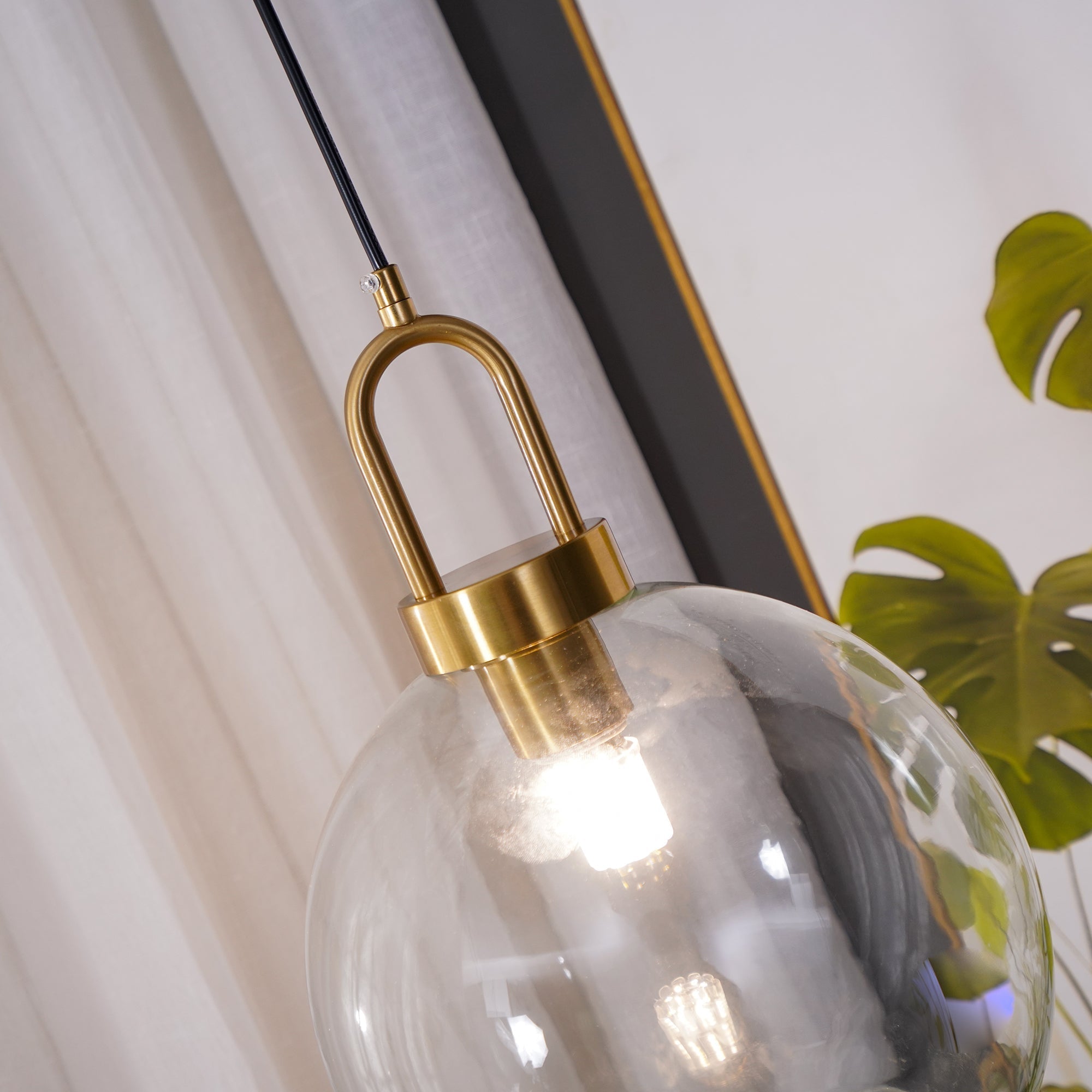 Sevelo Pendant Lamp Frosted Glass Swag Adjustable