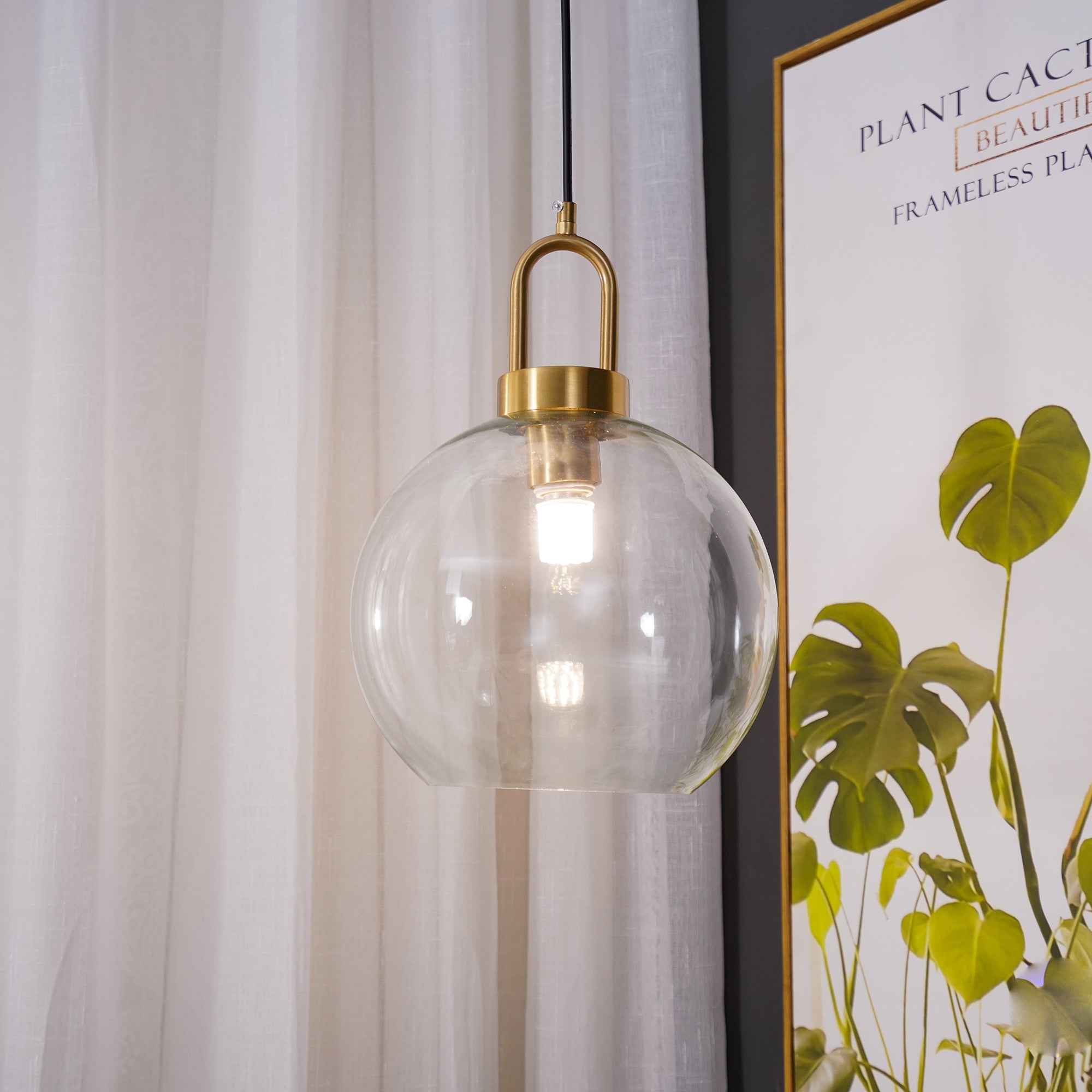 Sevelo Pendant Lamp Frosted Glass Swag Adjustable