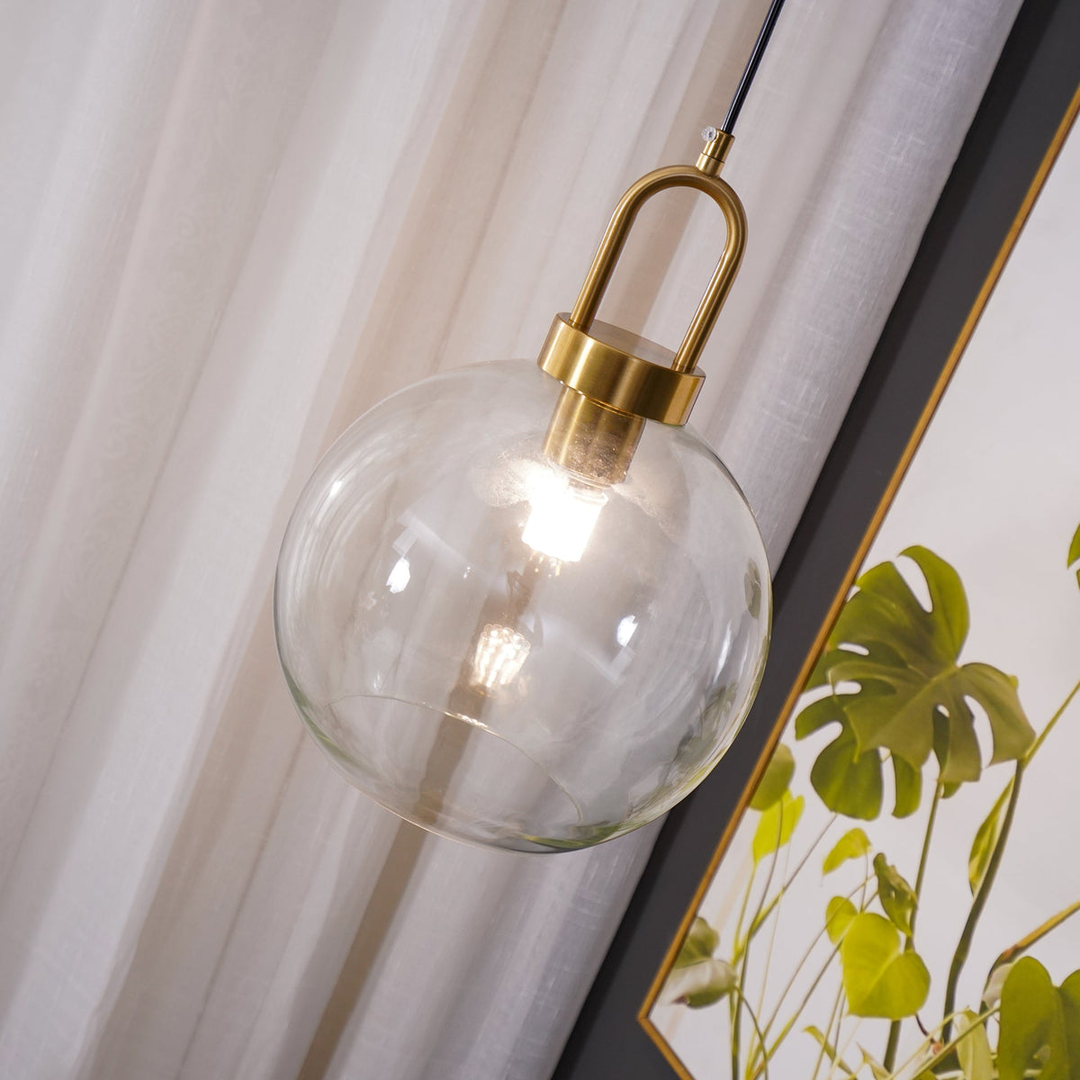 Sevelo Pendant Lamp Frosted Glass Swag Adjustable
