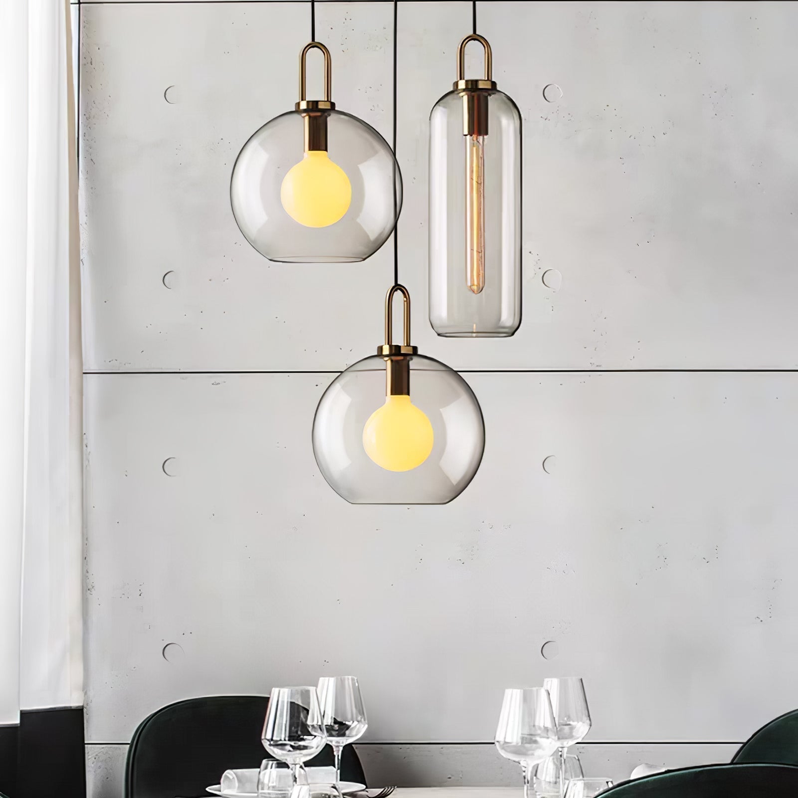 Sevelo Pendant Lamp Frosted Glass Swag Adjustable